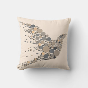 Elegant Beige & Grått Artistic Bird Design Kudde