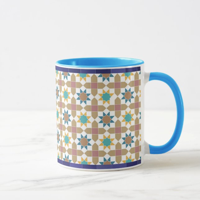 Elegant Beige Green and Red Geometric Pattern Mug Mugg (Höger)