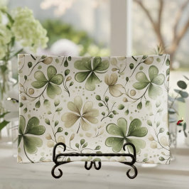 Elegant Beige & Green Shamrocks Ring Trinket Tray