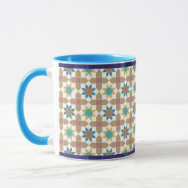Elegant Beige Grön och Röd Geometrisk Mönster Mugg