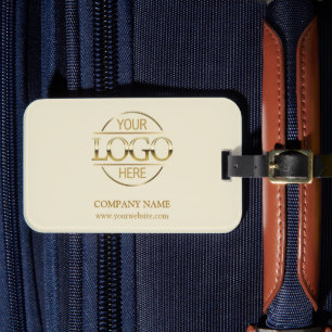 Elegant Beige Guld Företag Företags Logotyp Bagagebricka
