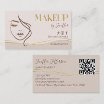 Elegant Beige & Guld Makeup Artist Företagskort