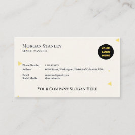 Elegant Beige Guld Präglad Minimalistisk Visitkort