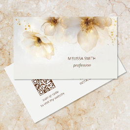 Elegant Beige Guld Watercolor Flower Visitkort