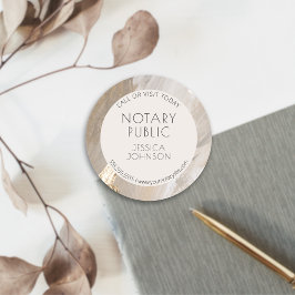Elegant Beige Guld Watercolor QR Notary Public Runt Klistermärke