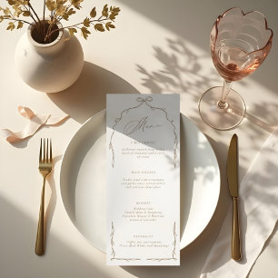 Elegant Beige Hand plockade Bow & Ribbon Bröllop Meny