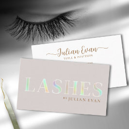 Elegant Beige HoloGrapcs Lash Technician Visitkort