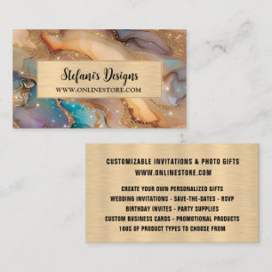 Elegant Beige HoloGraph Glitter Online Store Visitkort