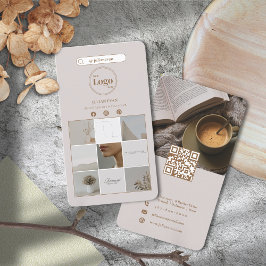 Elegant Beige Instagram Photo Collage Dubbla Sided Visitkort