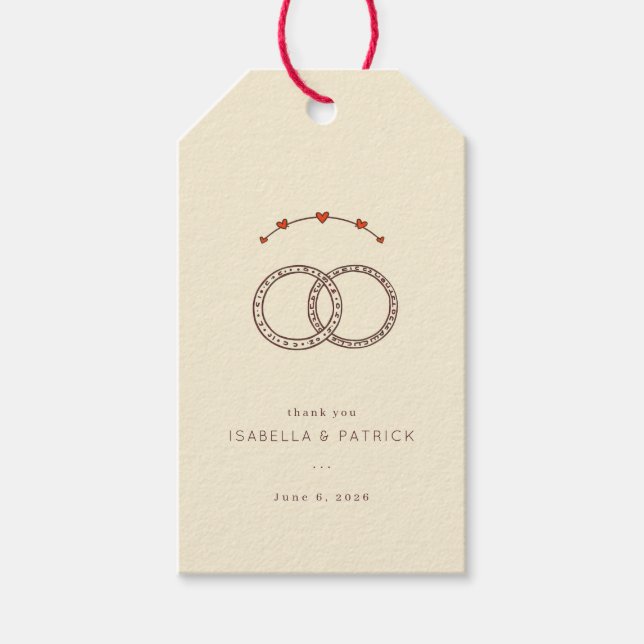 Elegant Beige Interlocking Rings Presentetikett (Framsidan)