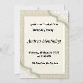 Elegant Beige Islamic Geometric Mönster Birthday Inbjudningar