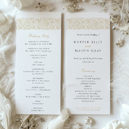 Elegant Beige Ivory Bröllop Ceremony-programkort Inbjudningar