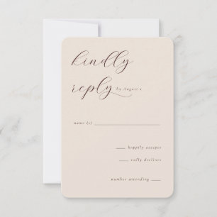 Elegant Beige Kalligrafi RSVP OSA Kort