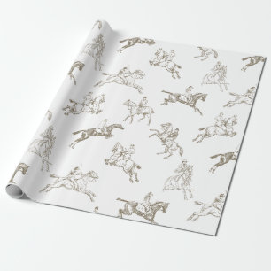 Elegant beige klassisk hästridning Toile Presentpapper