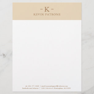 Elegant Beige Light Brown Minimalistic Text Brevhuvud