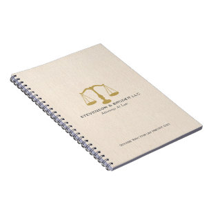 Elegant Beige Linen & Guld Justice Anteckningsbok