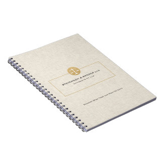 Elegant Beige Linen & Guld Justice Logotyp Anteckningsbok