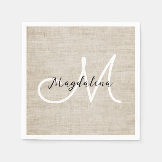 Elegant beige linen struktur pappersservett (Framsidan)