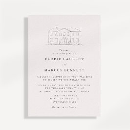 Elegant Beige Lokalskiss Bröllopsinbjudan Inbjudningar