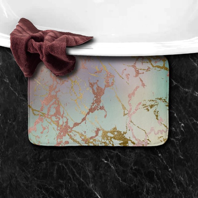 Elegant Beige Marble | Mint Sage Grönt Ro Guld Badrumsmatta (Skapare uppladdad)