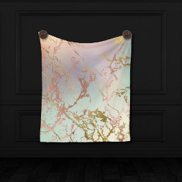 Elegant Beige Marble | Mint Sage Grönt Ro Guld Fleecefilt