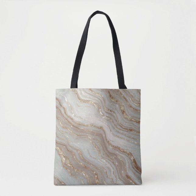 Elegant Beige Marmorbakgrund Med Guldglitter Tygkasse (Framsida)
