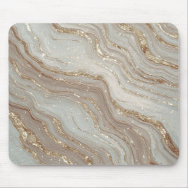 Elegant beige marmorerad bakgrund med guldglitter musmatta