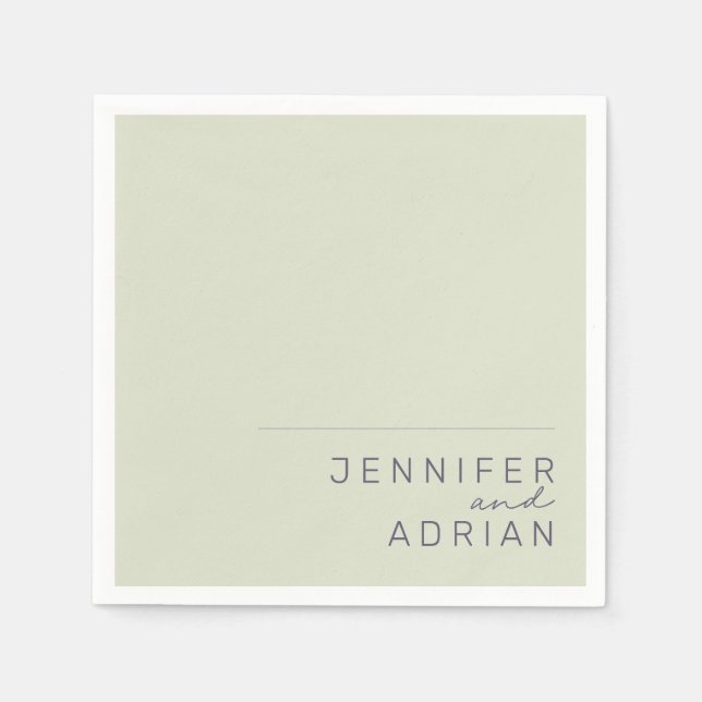 Elegant Beige Minimal Modern Bröllop Napkins Pappersservett (Framsidan)