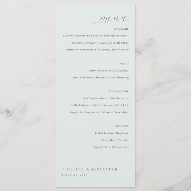 Elegant Beige Minimalist Menu Meny (Framsida)