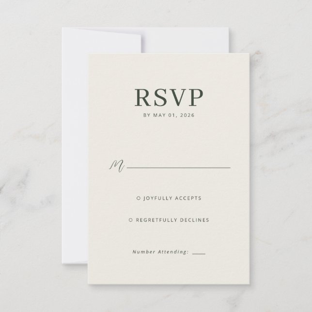 Elegant Beige Minimalist RSVP OSA Kort (Framsida)