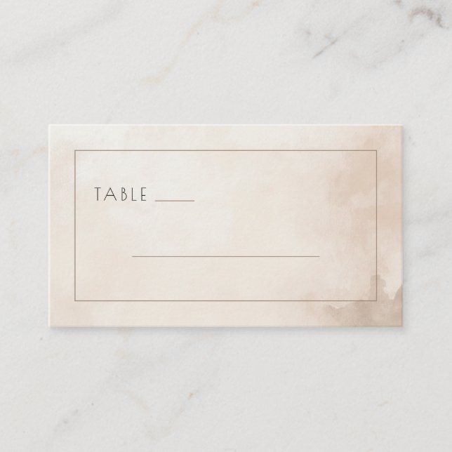 Elegant Beige Minimalist Table Sign Placeringskort (Framsida)