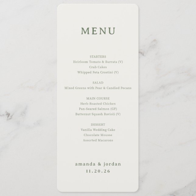 Elegant Beige Minimalistisk Meny (Framsida)