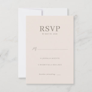 Elegant Beige Minimalistiskt RSVP OSA Kort