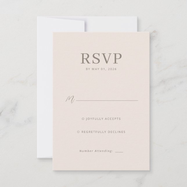 Elegant Beige Minimalistiskt RSVP OSA Kort (Framsida)