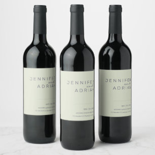 Elegant Beige Minimum White and Red Vin Label Vinflaska Etikett