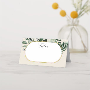 Elegant Beige Modern Arch med botaniskt grönt Placeringskort