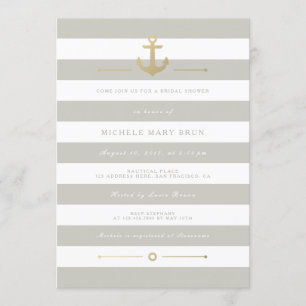 Elegant Beige Nautical Möhippa Inbjudan