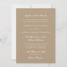 Elegant Beige Neutralt Skript Bröllop Inbjudningar