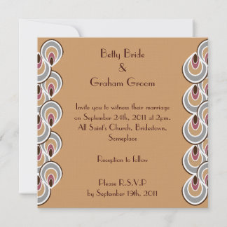 Elegant Beige och Brown Art Deco Linen-Inbjudnings Inbjudningar