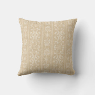 Elegant Beige och Cream Blommigt Damask Kudde