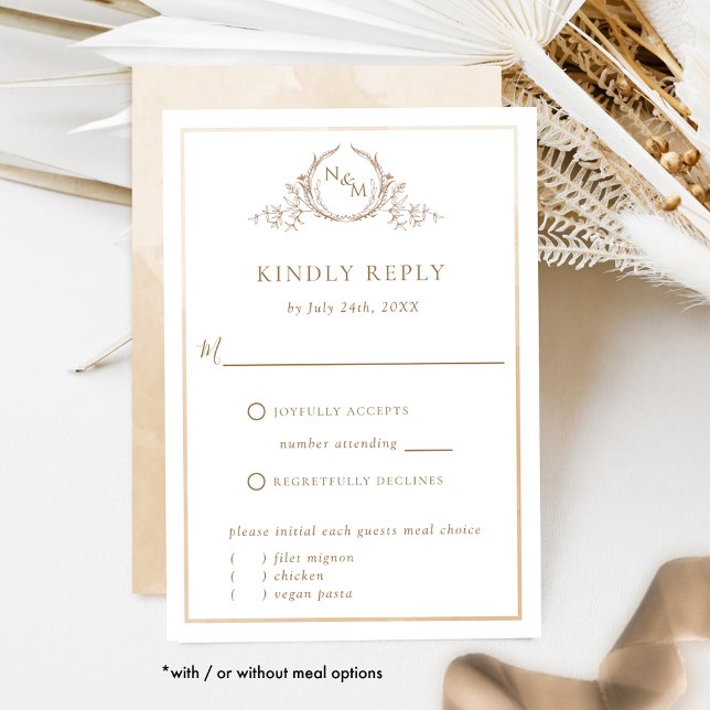 Elegant Beige och Cream Monogram, OSA av vattenfär (Skapare uppladdad)