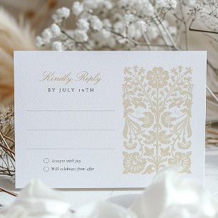 Elegant Beige och Elfenbenskustens Blommigt Bröllo Tilläggskort