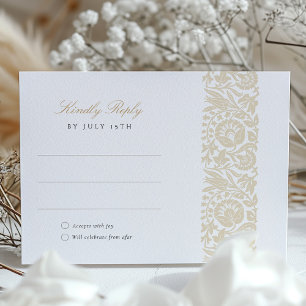 Elegant Beige och Elfenbenskustens Blommigt Bröllo Tilläggskort