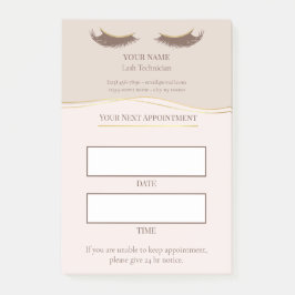 Elegant beige och guld Lash-bokning Post-it Block