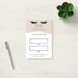 Elegant beige och guld Lash-bokning Post-it Block