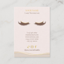 Elegant Beige och guld Lash Klientregistreringsbla Visitkort