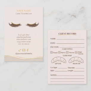 Elegant Beige och guld Lash Klientregistreringsbla Visitkort