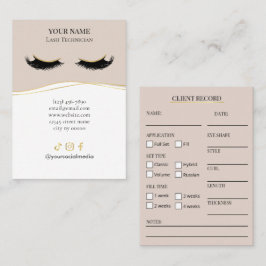Elegant Beige och guld Lash Klientregistreringsbla Visitkort
