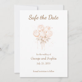 Elegant beige och guld säkra datum inbjudningar