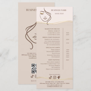 Elegant Beige och Guld Salong Prislista Meny